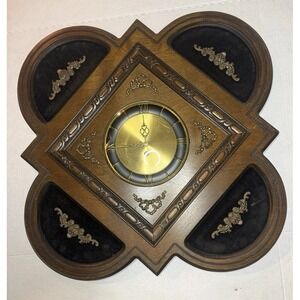 Vintage Velvet Diamond Wall Clock Retro Baroque Ornate Elvis Chime MCM Diamond